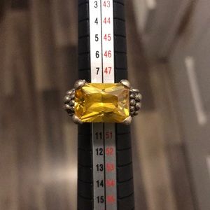 Sterling Thailand yellow glass ring size 5